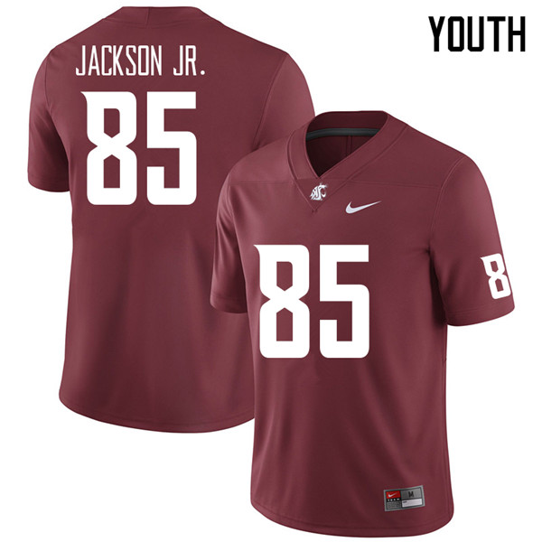 Youth #85 Calvin Jackson Jr. Washington State Cougars College Football Jerseys Sale-Crimson